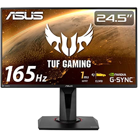 ASUSTek ゲーミングモニター TUF Gaming VG259QR 24.5インチ/フルHD/IPS/165Hz/1ms/PS5対応/G-Sync compatible/DP,HDMIx2/3年保証