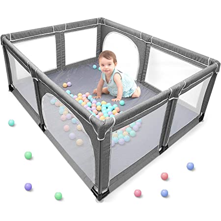 ベビーサークル 大型 ベビーフェンス 通気性メッシュウォール 赤ちゃん 遊び場 簡単組み立て 室内外対応 堅固さ 耐久性ベビー用サークル 安全 安全プレイヤード 収納便利 耐久性 120x120x66cm