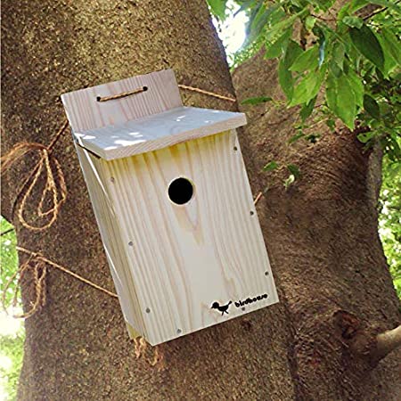 木製 野鳥の巣箱 鳥の巣 鳥小屋 バードルーム 小鳥の巣箱 出入り簡単 自然 装飾 贈り物 安全 防湿性 耐久性 12x12x23.5cm