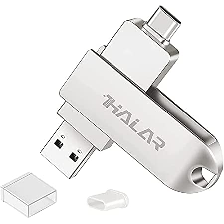 Thkailar 64GB usbメモリ typec USB 3.0 usbメモリ タイプc 両方、高速スマホ usb、usbメモリ cタイプHuawei/Oppo/Xiaomi/Google/Sony Type C電話対応、USB3.1 Gen1-A/USB-C デュアルフラッシュドライブ 回転式(64GB, Black)…