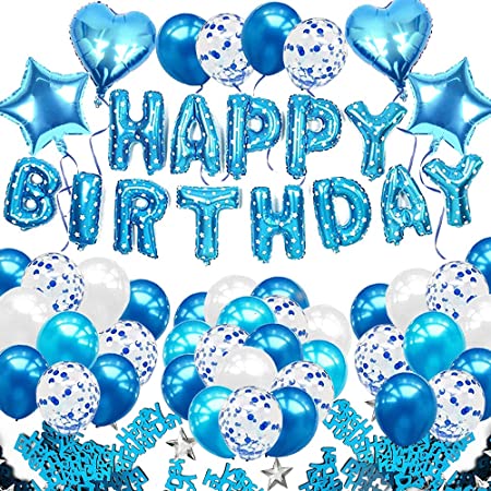 誕生日 飾り happy birthday バルーン 風船 男の子 女の子 バースデー ハーフバースデー パーティー 飾り付け 空色 ペーパーファン