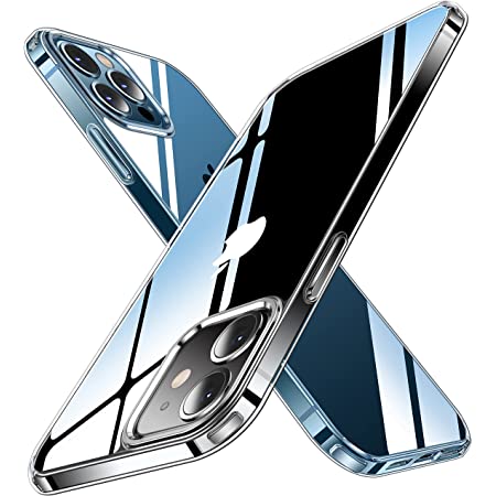 CASEKOO iPhone12Pro Max 用 ケース クリア 耐衝撃 米軍MIL規格 黄ばみ防止 カバー ストラップホール付き ワイヤレス充電対応 アイフォン 12 Pro Max 用 2021年 6.7 インチ ケース（ネイビーブルー）
