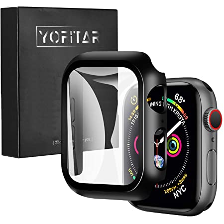 【2021改良モデル】BLYE Apple Watch Series4 44mm 用 ケース PC素材 一体型 強化ガラス アップルウォッチケース 保護カバー(Series4,44mm,ブラック+ローズゴールド)