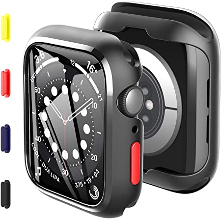 【2021改良モデル】BLYE Apple Watch Series4 44mm 用 ケース PC素材 一体型 強化ガラス アップルウォッチケース 保護カバー(Series4,44mm,ブラック+ローズゴールド)