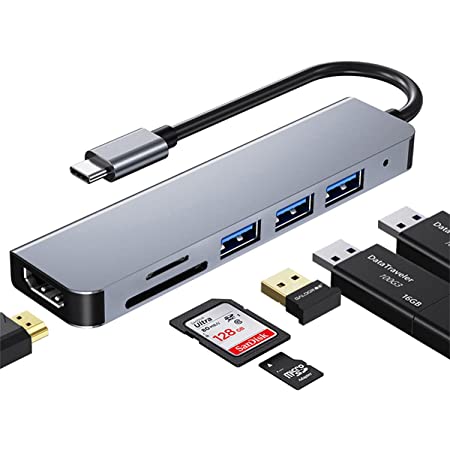 USB C ハブ 4in1 USB Type c HDMI HUB アダプタ 4ポート ４K 解像度 HDMIポート+USB 3.0ポート*2 高速データ転送+USB タイプC 高速PD充電ポート MacBook Pro/MacBook Air 13インチ 2020/iPad Pro 2020, Samsung Galaxy S20 など USB C デバイス対応