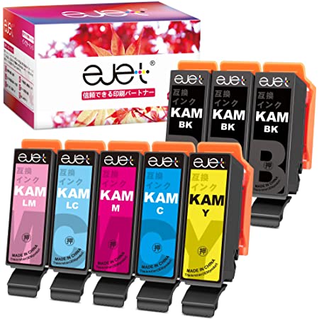 Toner Kingdom KAM-6CL-L カメ 互換インク カートリッジ　エプソン（Epson）用 KAM-6CL+KAM-BK（7本セット) 増量タイプ 互換いんく 対応機種：Epson EP-881AW EP-881AB EP-881AR EP-881AN EP-882AW EP-882AB EP-882AR EP-883AB EP-883AR EP-883AW 個包装 残量表示機能 1年品質保証