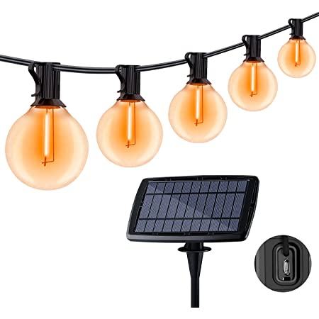 Bomcosy ソーラー LEDストリングライト 防雨型 調光可能 7.6m E12ソケット12個 LED電球*13個 イルミネーションライト 2700ｋ 電球色相当 クリスマス 結婚式 パーティー電飾