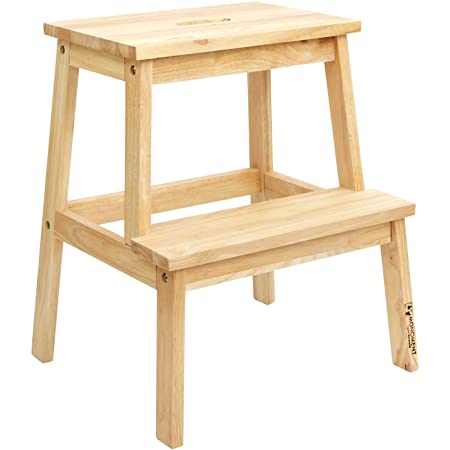 木製 ステップ台 2段 ウッドステップスツール 踏み台 脚立 天然木 ウッド 家具 おしゃれ 木目調 韓国家具 (2段)