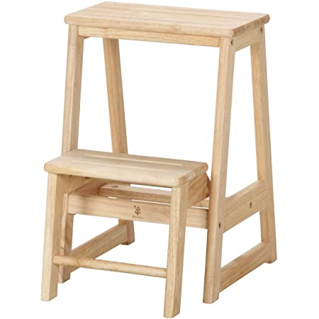 木製 ステップ台 2段 ウッドステップスツール 踏み台 脚立 天然木 ウッド 家具 おしゃれ 木目調 韓国家具 (2段)