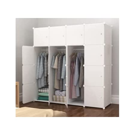 MEGAFUTURE 収納棚 本棚 大容量 収納ラック 多用途ケース メタルラック 衣類収納ボックス 便利な 白（16ボックス）