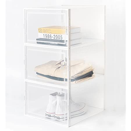 MEGAFUTURE 収納棚 本棚 大容量 収納ラック 多用途ケース メタルラック 衣類収納ボックス 便利な 白（16ボックス）