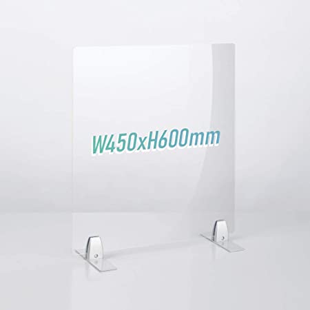 4月中旬予約販売 クランプ式 透明 アクリルパーテーション W450xH600mm アクリル板 パーテーション 対面式スクリーン デスク仕切り 仕切り板 衝立 (ホワイト, W450×H600mm 単品) nlap-4560-wh