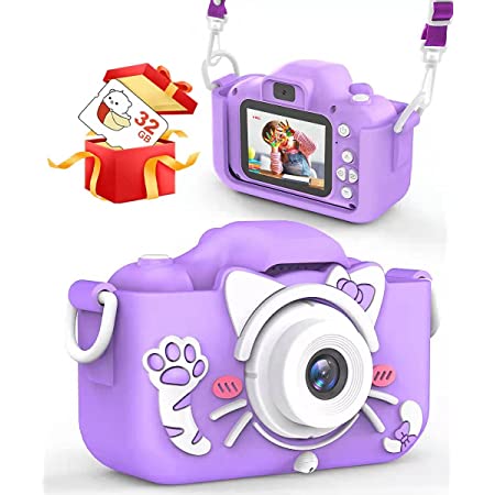INOCTI子供用カメラ かわいい子カメラ 子供用セルフカメラおもちゃ1080P HDデジタルビデオ充電式スポーツカメラ、子供用2.0インチ耐衝撃レコーダー漫画カメラ、10代の少女の男の子の誕生日クリスマスギフト