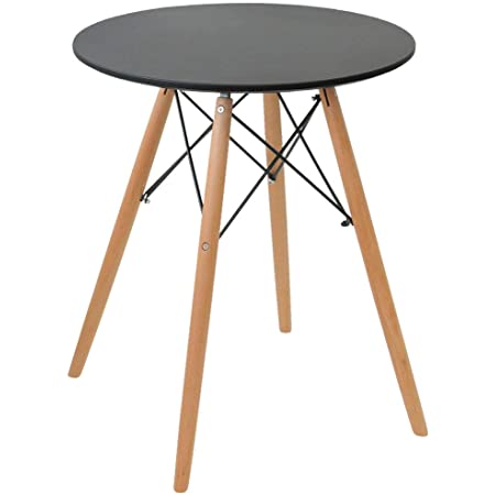 iimono117 丸テーブル 直径60cm 高さ72cm 省スペース 天然木 リプロダクト 円形 丸型 ダイニング カフェテーブル サイドテーブル 北欧 木目調 おしゃれ (ブラック)