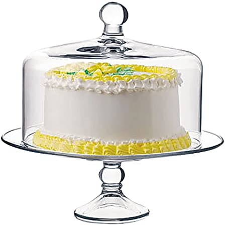 NUOLUX ケーキスタンド ケーキ 木製トレイ ガラス フタ付き 丸い デザート カップケーキ 1セット