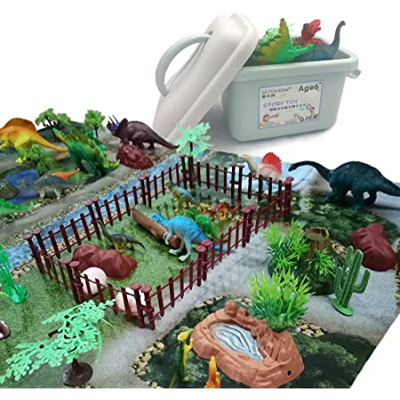 恐竜 おもちゃ 動物 おもちゃ フィギュア セット パズル マップ 収納ボックス トラック 車 創造できる恐竜公園 子供 おもちゃ 男の子 女の子 2 3 4 5 6歳 誕生日プレゼント クリスマス ギフト 贈り物
