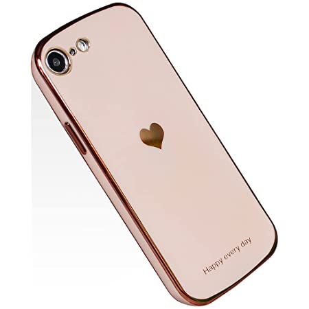 JOOBOY iPhone8 ケース iPhone7ケース iPhoneSE ケース 第2世代 かわいい メッキ加工 レンズ保護 キャラクター tpu ソフト ストラップホール付き 耐衝撃 軽量 iPhone8 カバー (iPhone SE2/7/8, ピンク)