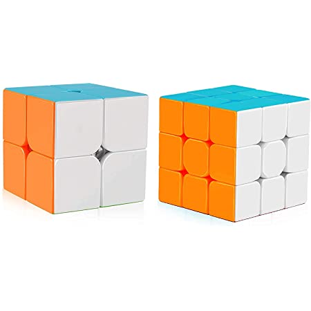 魔方 Magic Cube キューブ 立体パズル 2×2 3×3 Magic Cube Set ステッカーレス 競技用 世界基準配色 ver4.0 ポップ防止 脳トレ 知育玩具 対象年齢：６歳以上 (マルチカラー2×2 3×3)