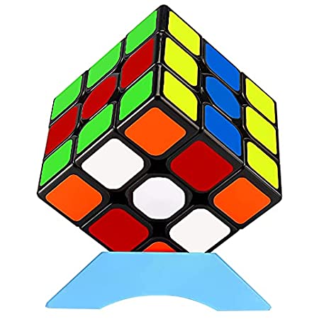 Magic Cube 魔方 (日本語6面完成攻略書) 3x3x3 競技専用キューブ 回転スムーズ 立体パズル 世界基準配色 ストレス解消 脳トレ ポップ防止(ブラック3×3) 対象年齢6歳以上