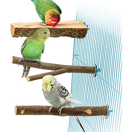 LEDMOMO 10個鳥ケージパーチ木製オウムスタンドスティックパーチスタンドスイングのおもちゃケージ用小鳥スイングオカインコgerbilラット