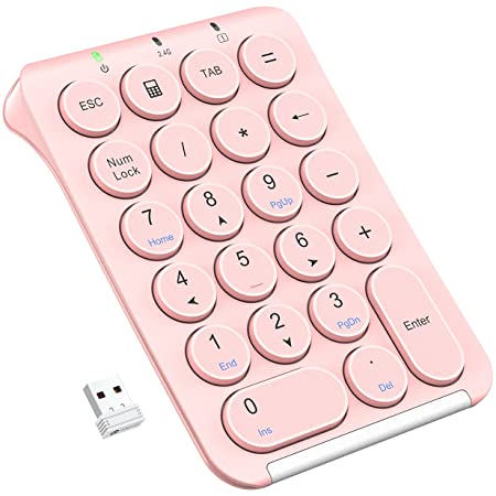 iClever テンキー Bluetooth 超薄型 多機種対応 Tabキー付き ブルートゥーステンキー 充電式 数字キーボード ナンバーパッド 持ち運び便利 Android/Win/iOS 対応 IC-KP08 ピンク