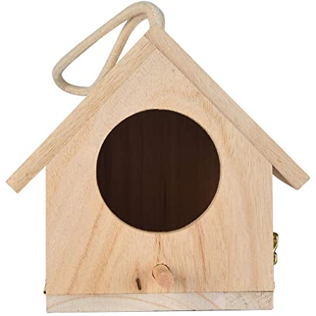 【2021年最新版】Wunancloa 天然素材 鳥の家 オウムの巣 DIY Nest Dox Nest House Bird House オウム用品バードケージアクセサリー インコ 小動物用ハウス 隠れ家 鳥かご ハムスターおもちゃ 庭園飾り野鳥用巣箱中庭 屋外 装飾 機能的 シンプル 自然風 自然愛好家, 寝床 遊び場 木製の鳥の巣箱鳥のオウムクリアビューウィンドウ鳥の巣給餌フィーダーステーション家小Bird House Bird Box バードハウス 野鳥用巣箱 木制 鳥小屋 小鳥巣箱 中庭 屋外