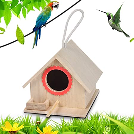 【2021年最新版】Wunancloa 天然素材 鳥の家 オウムの巣 DIY Nest Dox Nest House Bird House オウム用品バードケージアクセサリー インコ 小動物用ハウス 隠れ家 鳥かご ハムスターおもちゃ 庭園飾り野鳥用巣箱中庭 屋外 装飾 機能的 シンプル 自然風 自然愛好家, 寝床 遊び場 木製の鳥の巣箱鳥のオウムクリアビューウィンドウ鳥の巣給餌フィーダーステーション家小Bird House Bird Box バードハウス 野鳥用巣箱 木制 鳥小屋 小鳥巣箱 中庭 屋外