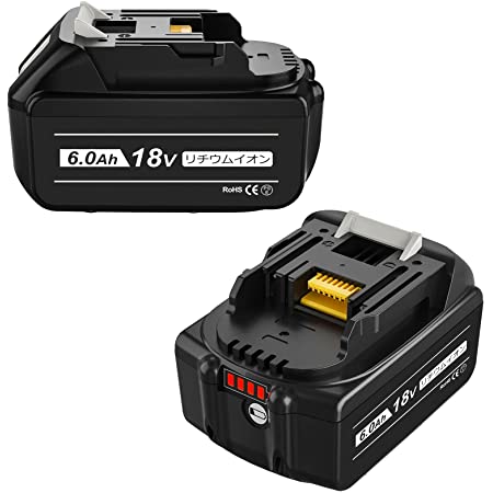 【2個セット】マキタ 18V バッテリー 6.0Ah 電池 交換用 BL1860B マキタ 電動工具 電池 バッテリー LED電力残量表示 BL1830 / BL1840 / BL1850 / BL1860など