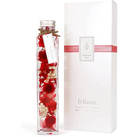 【 ハーバリウム 】 リボン付きギフトBOX レッド ／ フラワー ギフト 誕生日 プレゼント フェリナス 花 ribbon-k-red