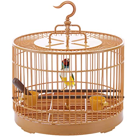 gannbarou 鳥かご 鳥籠 バードケージセット 竹 手つくり 伝統工芸 お掃除簡単 中型鳥向き (ブラウン)