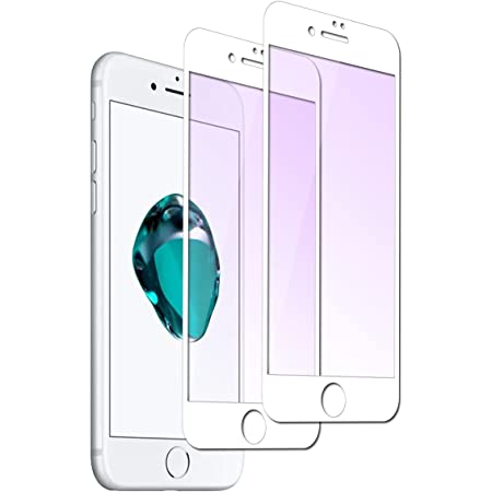 【ブルーライトカット】iPhone 8ガラスフィルム iPhone 7 フィルム【ホワイト】 目の疲れ軽減 フィルム 、高透過率/硬度9H/指紋防止/自動吸着/飛散防止/スクラッチ防止/気泡ゼロ/iPhone8/iPhone7用液晶保護フィルム 強化ガラス 強化ガラス 3D曲面フルカバーふぃるむ