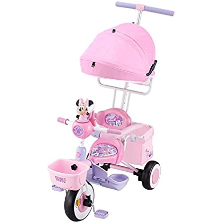 三輪車子供用折りたたみ 3 in Tricycle 乗用玩具 幼児用トライク9ヶ月から6歳まで使える ノーパンクタイヤ 手押し棒付き サンシェード お出かけ 乗用玩具 プレゼントに最適,ピンク