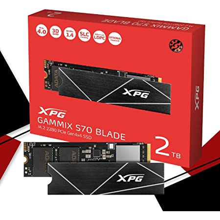 ADATA XPG GAMMIX S70 BLADE 2TB (読取最大 7,400MB/秒) 【PlayStation5 動作確認済】付属ヒートシンク着脱可 M.2 2280 NVMe PCIe Gen4x4 内蔵 SSD 5年保証 国内正規保証 AGAMMIXS70B-2T-CS