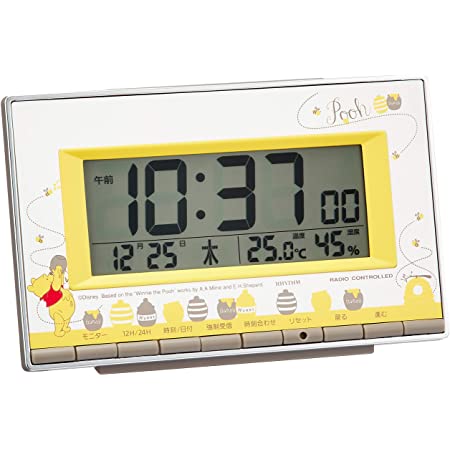 スヌーピー　電波置き時計　目覚まし時計　目覚まし　電波　デジタル　カレンダー　温度　表示　