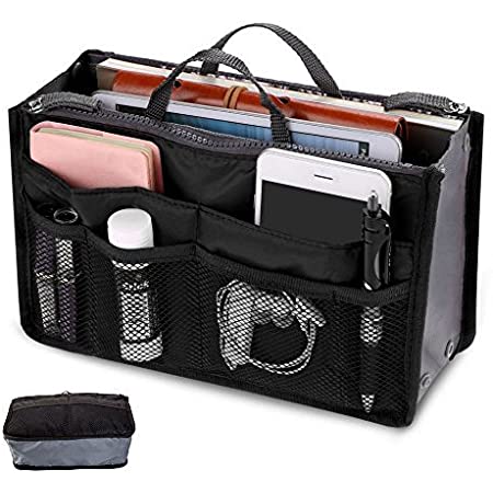 バッグインバッグ インナーバッグ 収納バッグ ボックス メイクバッグ 大容量 多機能 インナーバッグ マルチバッグ 化粧品収納ポーチ 軽量 旅行 通勤 便利グッズ(パープル)