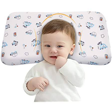アンドココ(＆COCO) ベビー枕 赤ちゃん ドーナツ 吐き戻し防止 洗える 新生児 絶壁防止 寝ハゲ対策 カバー付き 頭の形が良くなる 低反発ピロー 綿100% (ブルー)