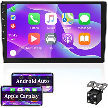 Coral VisionワイヤレスCarPlayダッシュボードコンソール-ナビゲーション、通信、インフォテインメントDIY簡単インストールシステム（中国、台湾、米国でTELEC Japan認定/特許権付き）互換性：「AppleCarPlay」、「Android Auto」、「AndroidMirrorlink」をスマートフォンにリンクできますサウンド出力：車に接続Bluetoothオーディオ（利用可能な場合）、FMリンク、AUX入力 特別ボーナス長さ10mの反転カメラレンズグループ **購入価格には輸入通