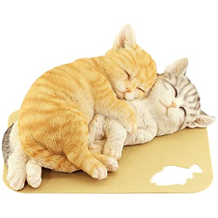 リアルすぎてドキッとするほど本物そっくりなネコのガーデンオーナメント お昼寝中ポーズ サバトラ×茶トラ 猫好きな人へのプレゼント オブジェ 置物 エンプレットベール(R)