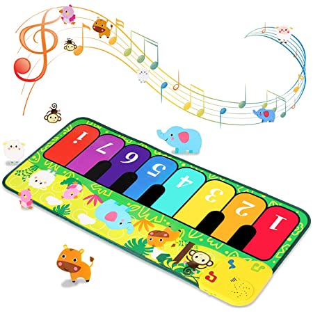 EagleStone おもちゃ ピアノマット 子供 折り畳み 8鍵盤 8種類動物音 5種類楽器音 ミュージックマット 音量調整可能 ピアノ 防水素材 滑り止め クリスマスプレゼント 誕生日ギフト HX9106-A