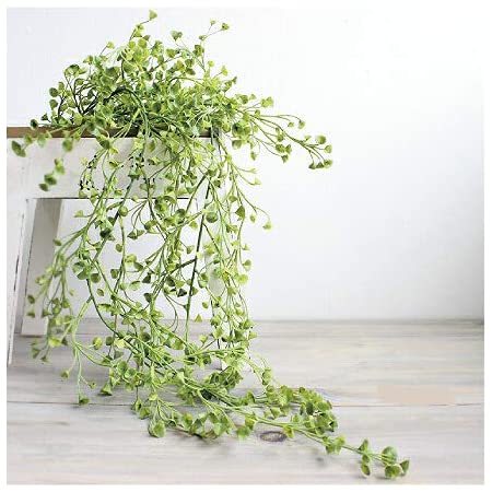 フェイクグリーン ガーランド 造花 観葉植物 インテリア 装飾 撮影小物 壁飾り (グレイッシュグリーン)
