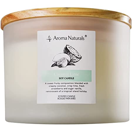 【Amazon限定ブランド】Aroma Naturals アロマ ナチュラルズ 3-Wick アイランド系 アロマキャンドル 25時間 (Coconut Lime)