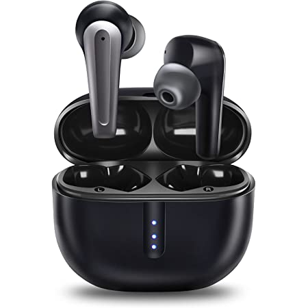 ENCデュアルマイク Bluetooth ワイヤレス イヤホン Bluetooth 5.1 最大15時間再生 HIFI CVC8.0ノイズキャンセリング 自動ペアリング IPX7防水 AAC対応 Siri対応 Type-C充電対応 フィット感いい 操作簡単 ブルートゥース 会議/テレワーク/通勤通学/ランニング 敬老の日 プレゼント ギフト(ブラック)