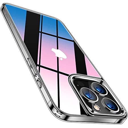 CASEKOO iPhone 13 Pro 用 ケース クリア 耐衝撃 米軍規格 SGS認証 ストラップホール付き 6.1インチ カバー ワイヤレス充電対応 アイフォン 13 Pro 用 ケース(ブラック)