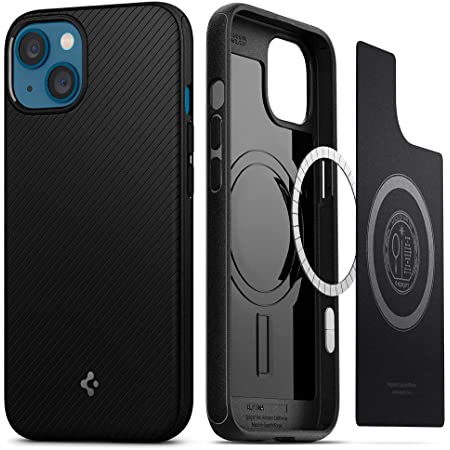 Spigen iPhone13 用 ケース Magsafe対応 マグネット搭載 重さ37g TPU 滑り止め ワイヤレス充電対応 米軍MIL規格取得 耐衝撃 すり傷防止 ワイヤレス充電対応 マグ・アーマー ACS03546 (マット・ブラック)