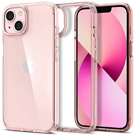 Spigen iPhone13 用 ケース 背面クリア TPU バンパーケース 2重構造 米軍MIL規格取得 耐衝撃 すり傷防止 黄ばみ無し ワイヤレス充電対応 ウルトラ・ハイブリッド ACS03525 (ローズ・クリスタル)