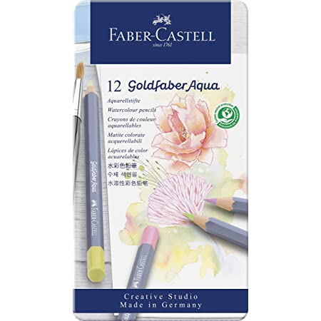 Faber-Castell ファーバーカステル ゴールドファーバーアクア水彩色鉛筆 パステルカラー12色セット 缶入