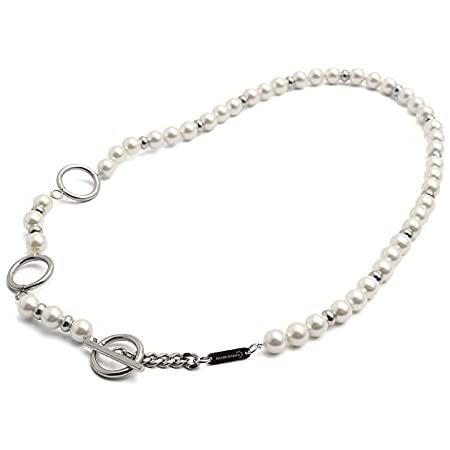 ネックレス メンズ パールネックレス 2連 真珠のネックレス ストリート 銀色 金属 ステンレス アレルギーフリー