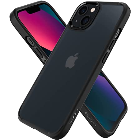 Spigen iPhone13 mini 用 ケース 半透明 背面マット感 黄ばみなし 指紋防止 2重構造 米軍MIL規格取得 耐衝撃 TPU バンパーケース すり傷防止 ワイヤレス充電対応 ウルトラ・ハイブリッド マット ACS03625 (フロスト・ブラック)