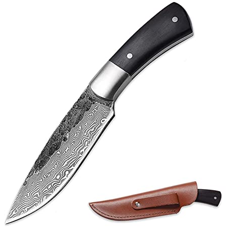 Dcenrun ダマスカス67層シースナイフ アウトドアナイフ 直刃 釣りナイフ キャンプ バトニング アウトドア フィッシング
