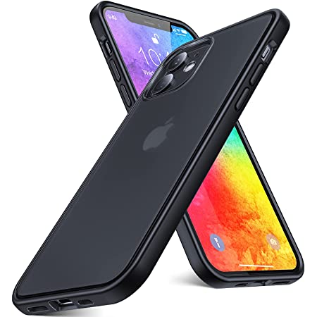 MOLAN CANO iPhone 12 ケースのデザイン、TPU/PC素材のマットな質感、スリム、エアバンパー、耐衝撃性の落下防止カバー、-iPhone 12 用のソフトシリコンケース. (ブラック (Black))